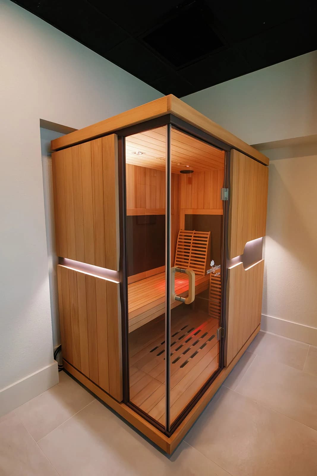 The infrared sauna cabin at OutRecover in Naples, FL